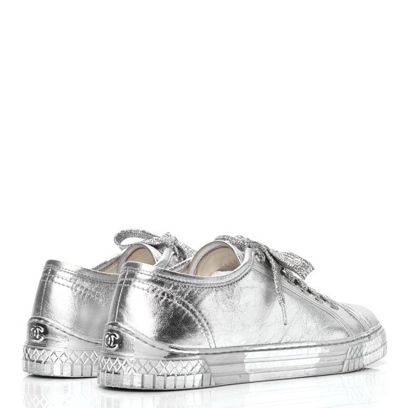 CHANEL Interlocking CC Logo Leather Sneakers Size 40.5 - Picture 3 of 6